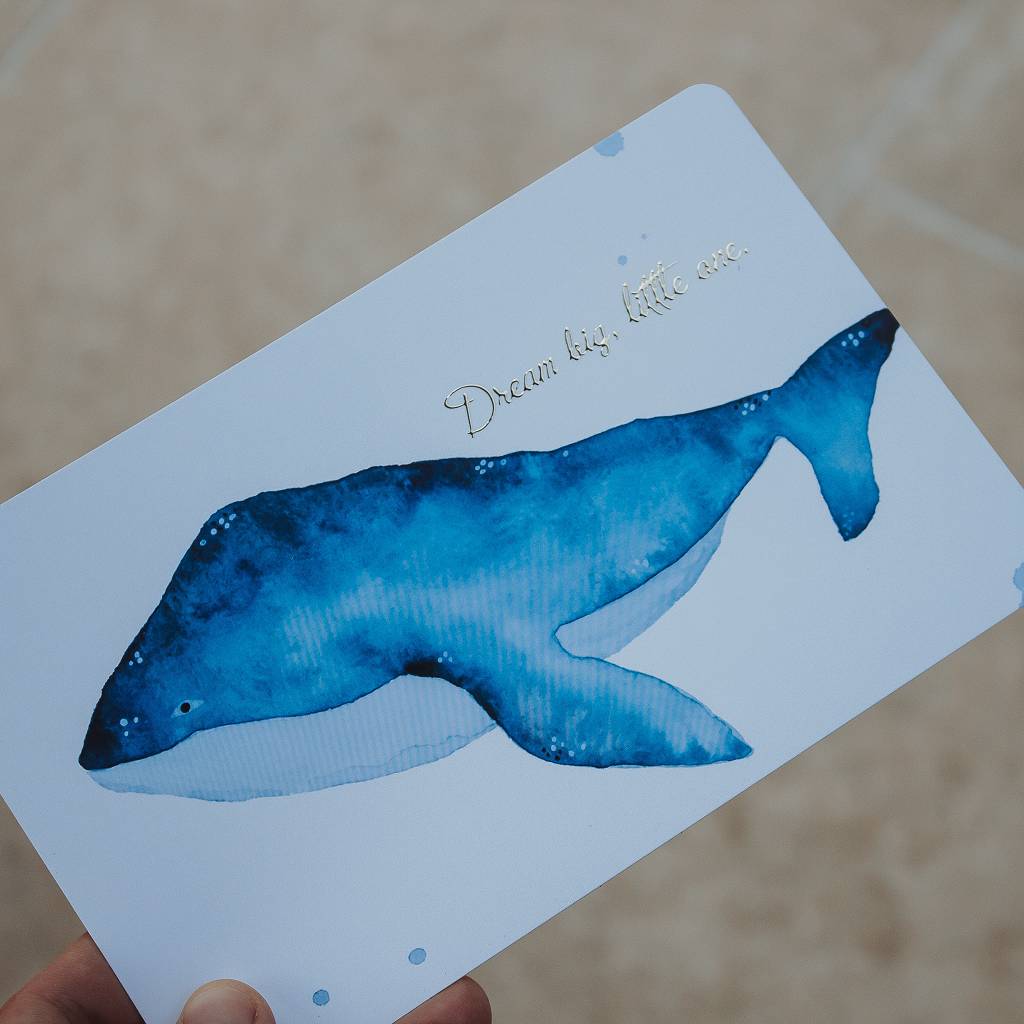 Premium Karte Aquarell Druck * Whale *